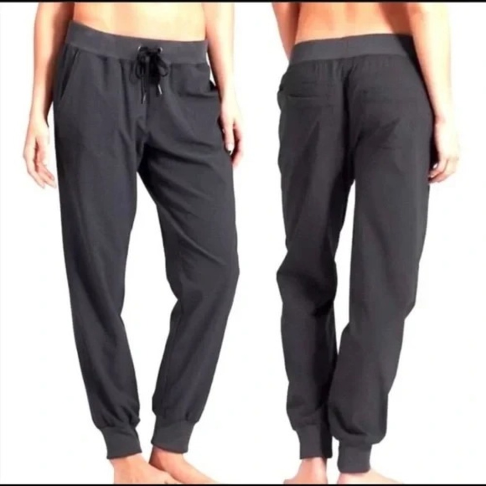Athleta City Lined Jogger Pants Womens 8 Black Sweatpants Stretch Drawstring Gym
